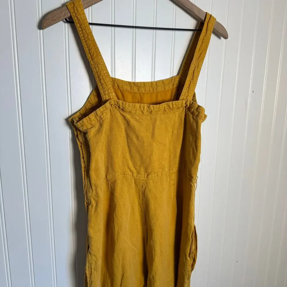 C&C California Yellow Overalls Linen Blend Women’s Size 4 - Picture 8 of 12